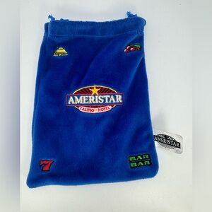 Ameristar Casino Blue Plush Drawstring Coin/Chips Bag Souvenir